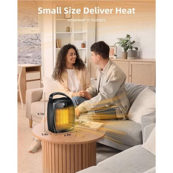 Space Heater, 1500W Portable Electric Heaters for Indoor Use, Heater for Office - Picture 7 of 8